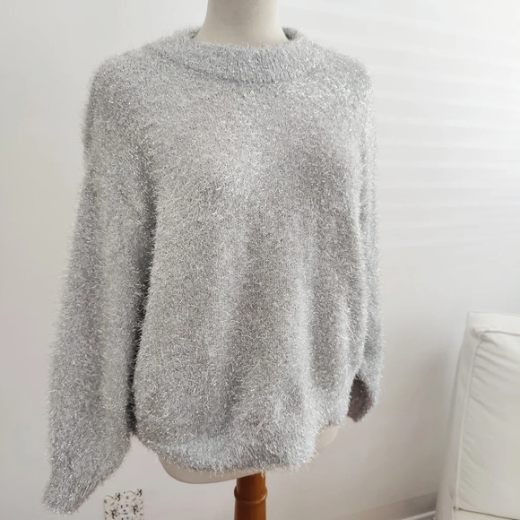 Sparkly Garland Sweater / Silver / Holiday Sweater / Size Large - Picture 1 of 5